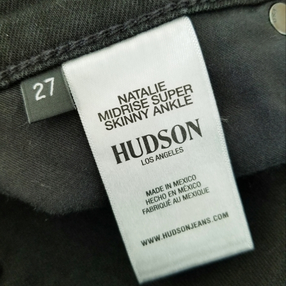 Hudson Women's Black Mid Rise Natalie Skinny Straight Leg Designer Jean's Pants - Picture 4 of 14